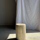 White oval petrified wood side table H38 D28 - 3335