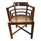 Paquebot office chair in solid teak and caning