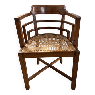 Paquebot office chair in solid teak and caning