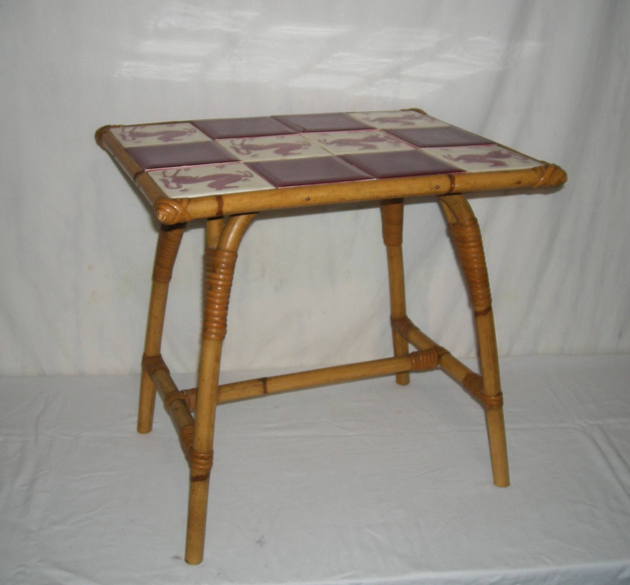 Bamboo-rattan coffee table from the 50s