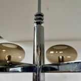 Old 6-light chandelier designed by Sciolari in chrome metal and smoked glass, 70s vintage