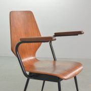 2 Carlo Ratti Style Minimalistic Plywood Side Chairs for Legni Curvati 50s