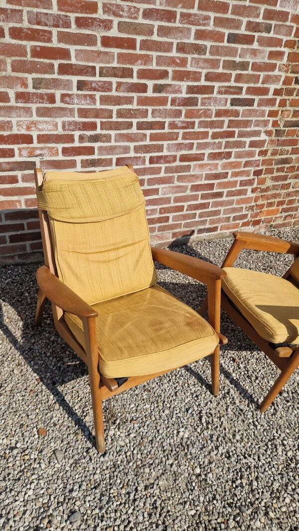 Paire de chauffeuses design Free Span années 60's