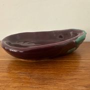 Old Vallauris aubergine ceramic vintage empty pocket bowl