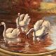 Tableau ancien les cygnes par vers 1920 par R Lutter