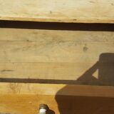 Raw wood farm table with drawer