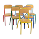Série de 6 chaises en métal coloré