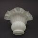 French vintage white opaque glass replacement shade with frilled edge.