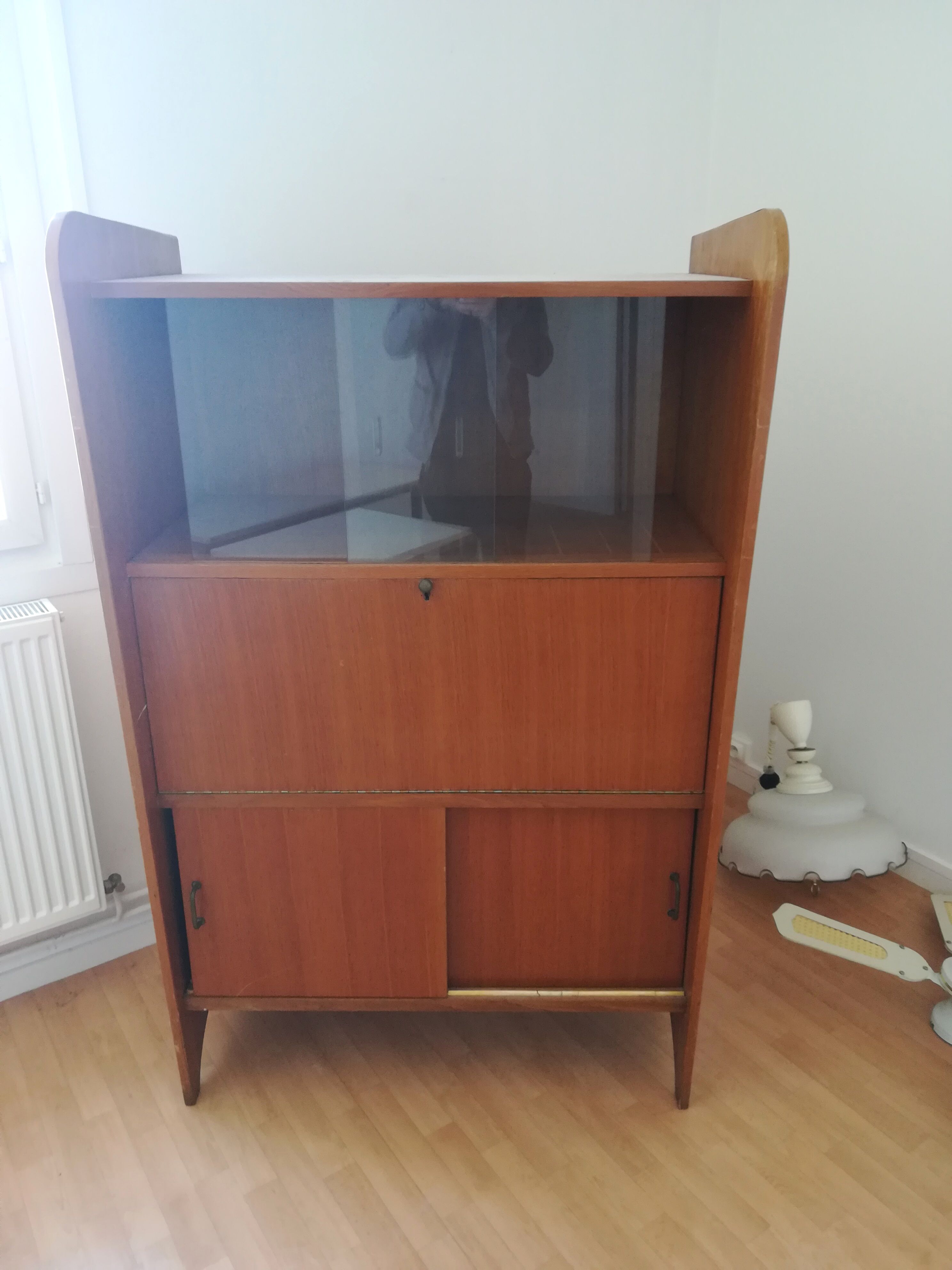Scandinavian vintage design secretary with window and closet