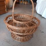 Wicker basket for glasses and bottles. Vintage