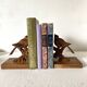 Pair of art deco wooden bookends birds
