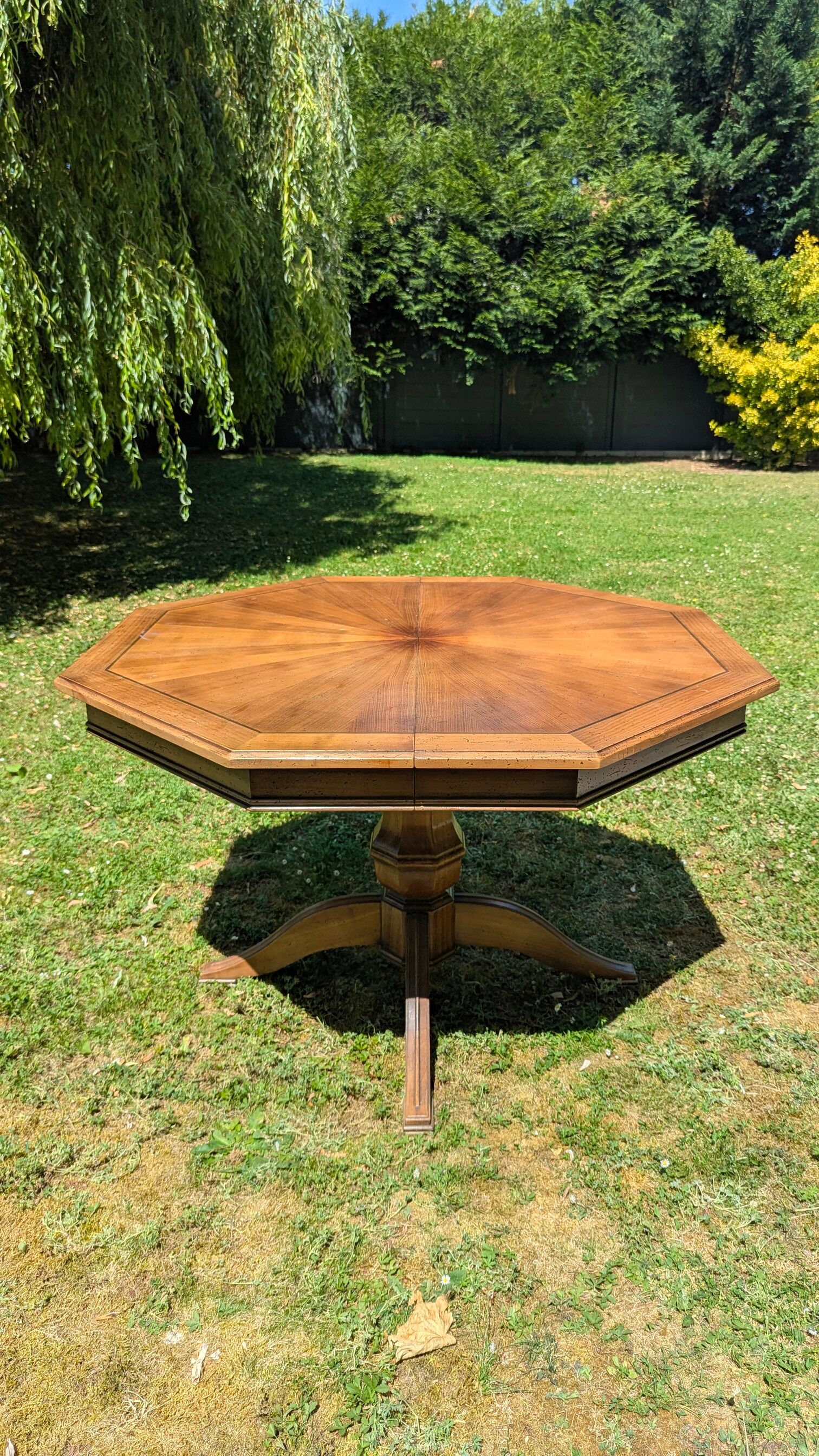 Table de salle à manger octogonale extensible en bois