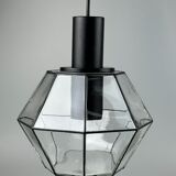 60s 70s hanging lamp ceiling lamp by Limburg Leuchten Germany glass metal