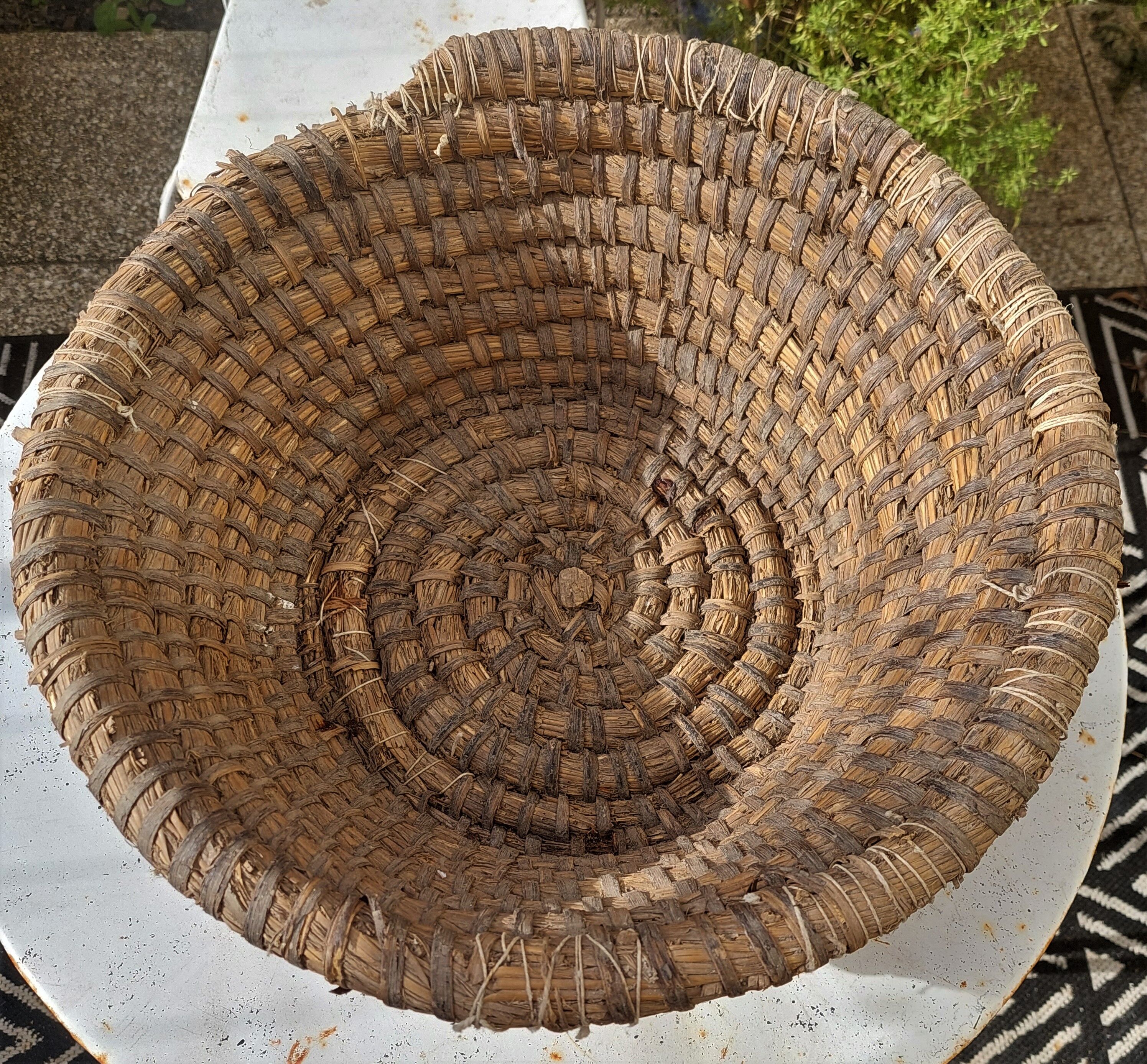 Baker's basket with braided wicker bread early twentieth century