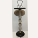 Glass and brass "bonbonniere" portable pedestal side table, 1960s