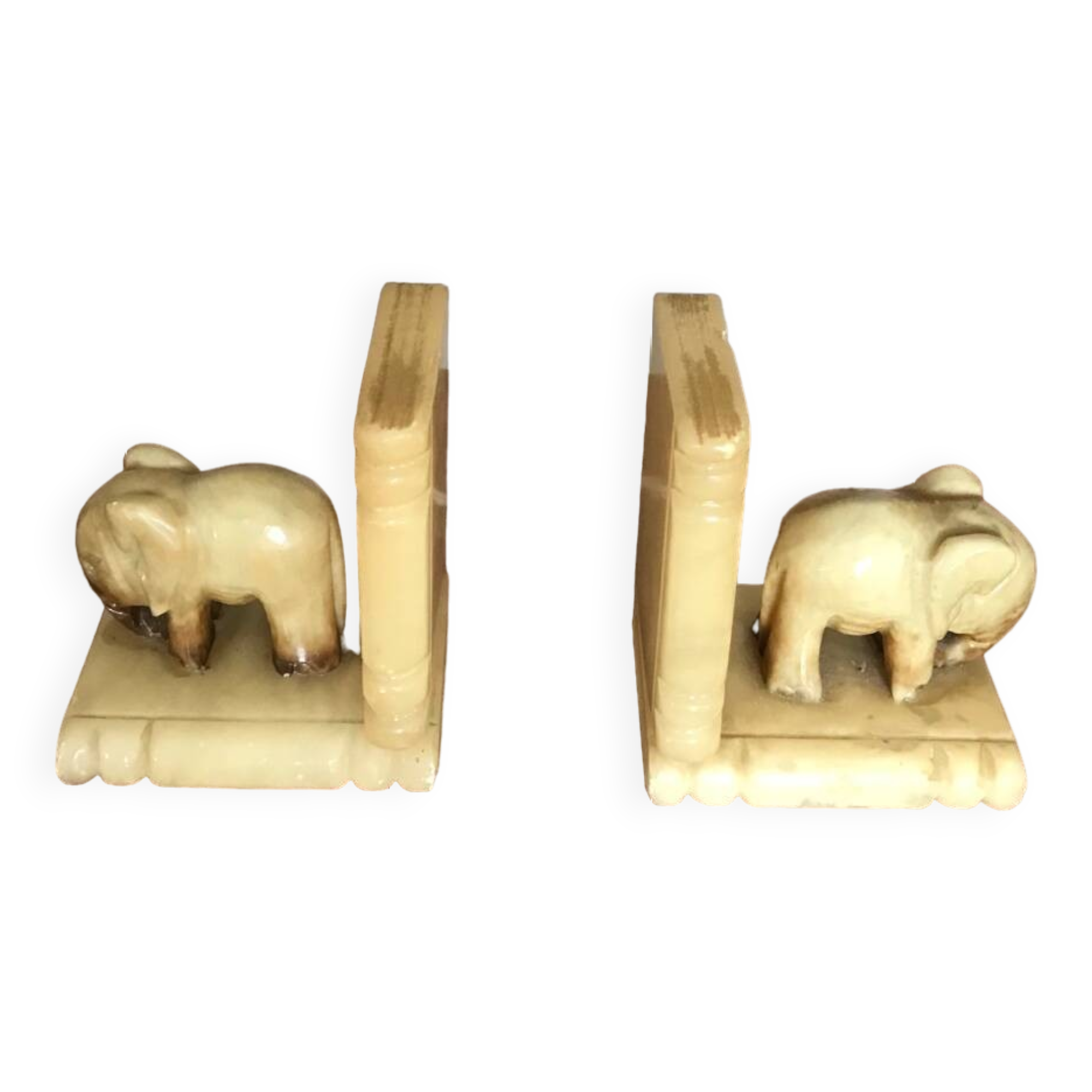 Paire de serre livres éléphants herna