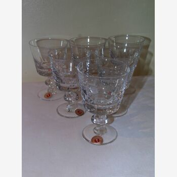Lot de 6 verres à vin - cristallin cristal Portieux  - verre taillé