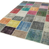 Handwoven Anatolian Contemporary 205 cm x 301 cm Multicolor Patchwork Carpet