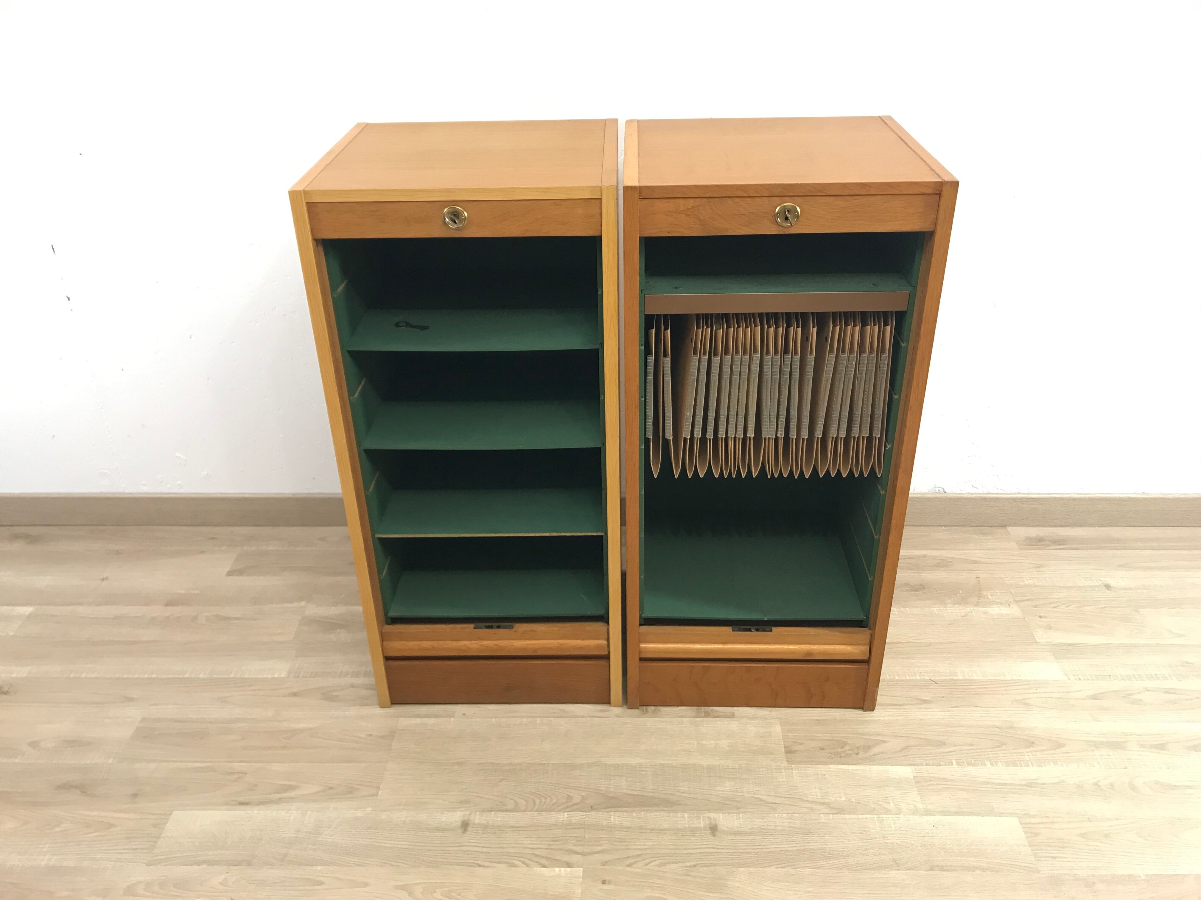 Pair of old curtain filing cabinets