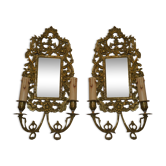Pair of bronze wall lamp with a mirror
