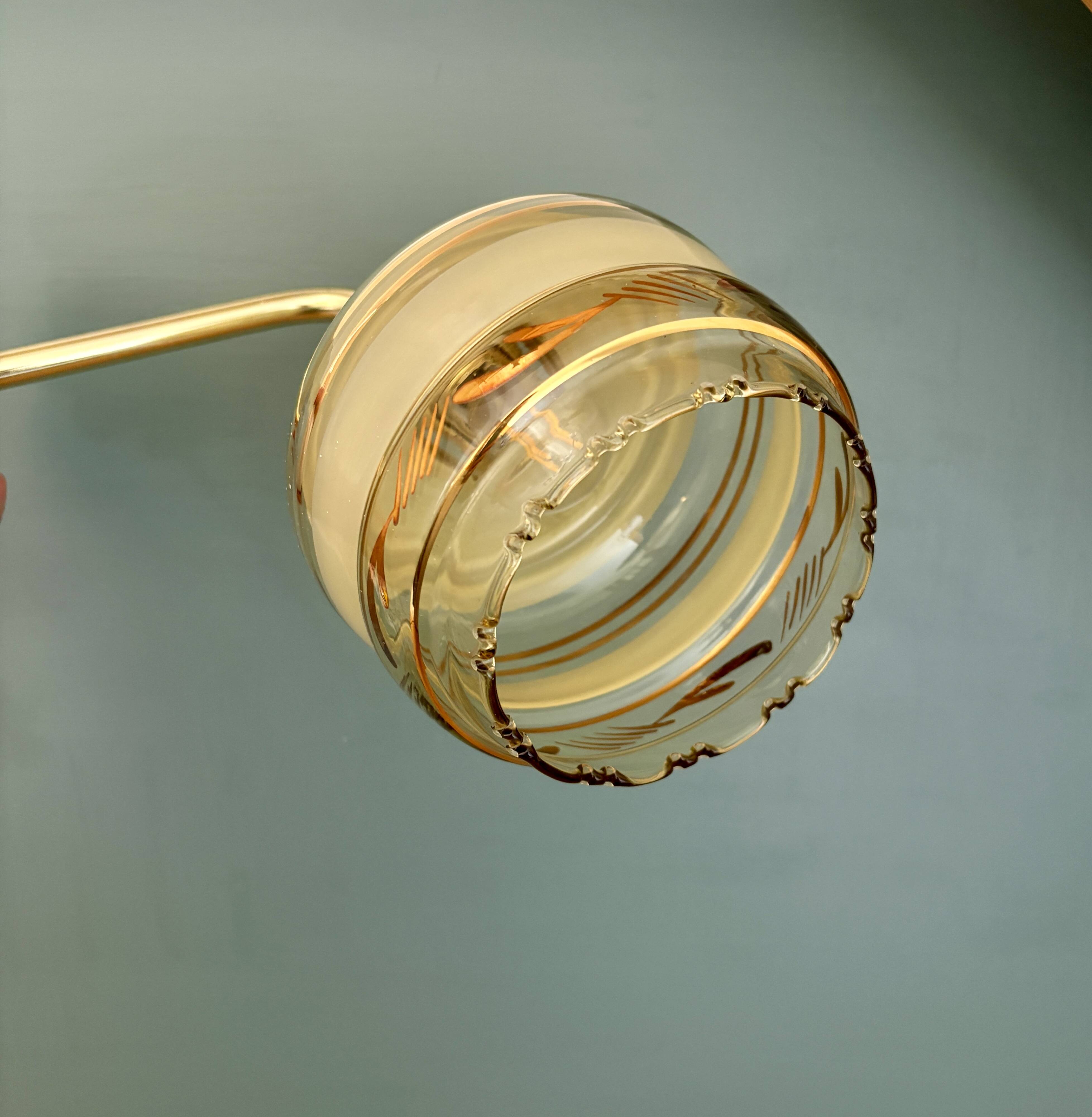 Vintage yellow and gold glass elbow wall light