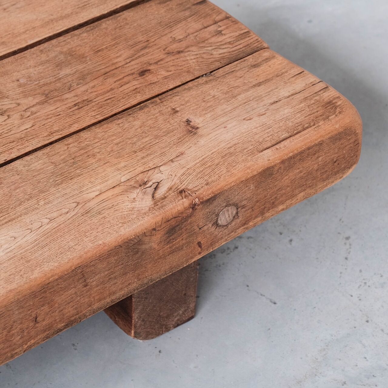 Brutalist oak mid-century belgium sleeper coffee table