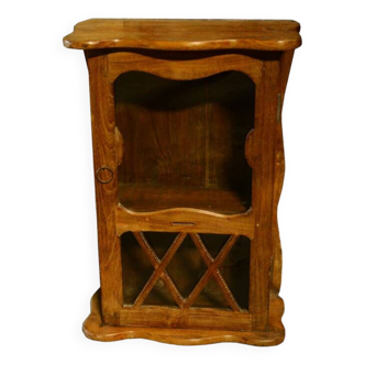 Vitrine murale marron ancienne annees 50 bois vieux teck inde