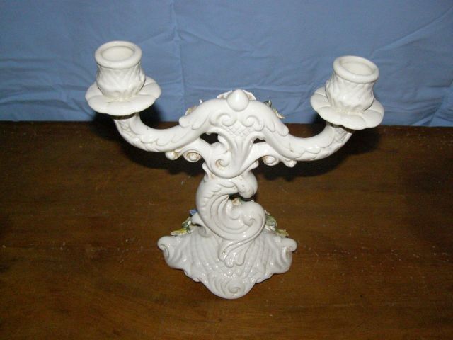 Old porcelain candle holder Capo Di Monte 2 branches