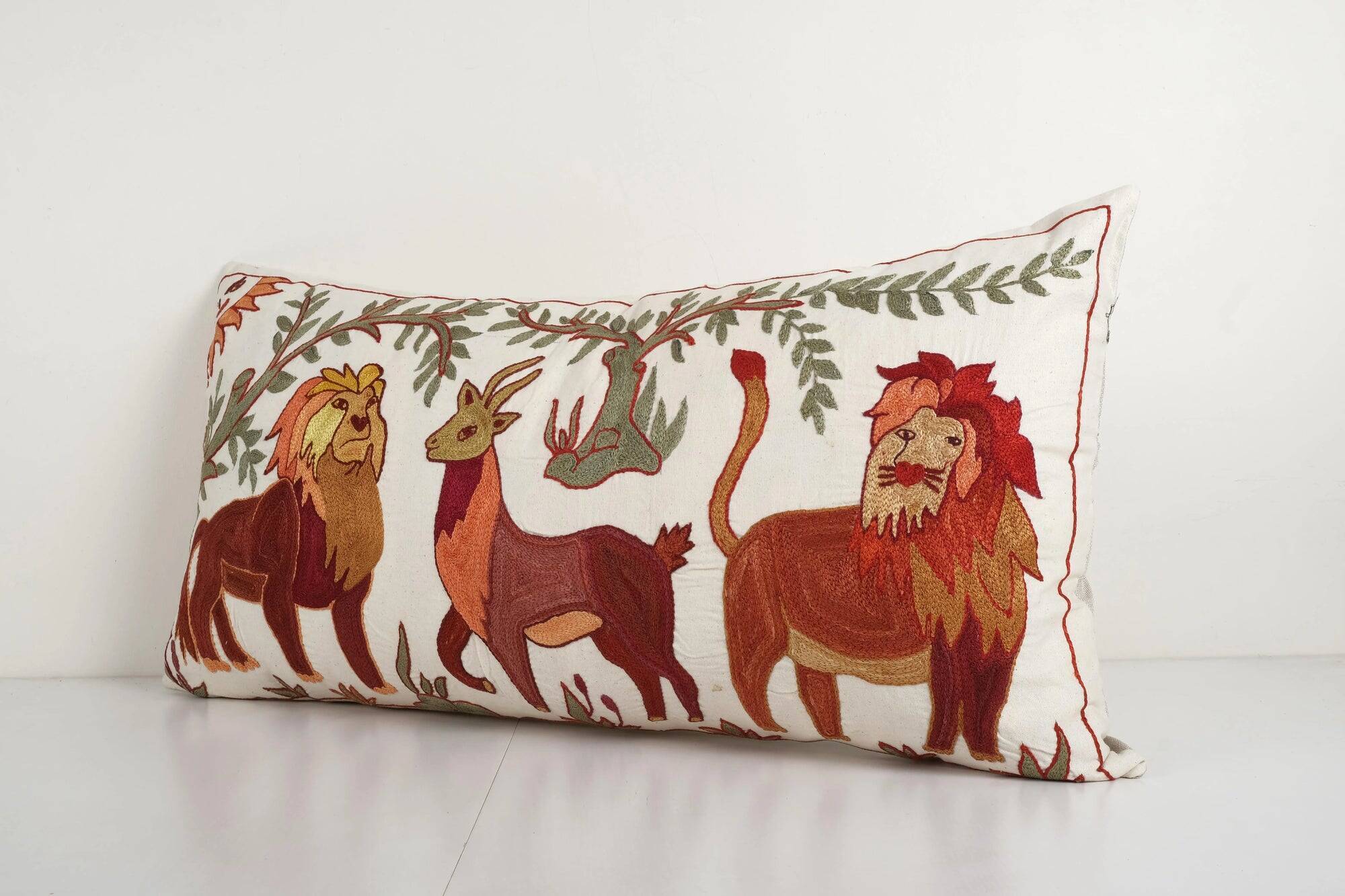 Vintage embroidered cushion cover 46x86 cm