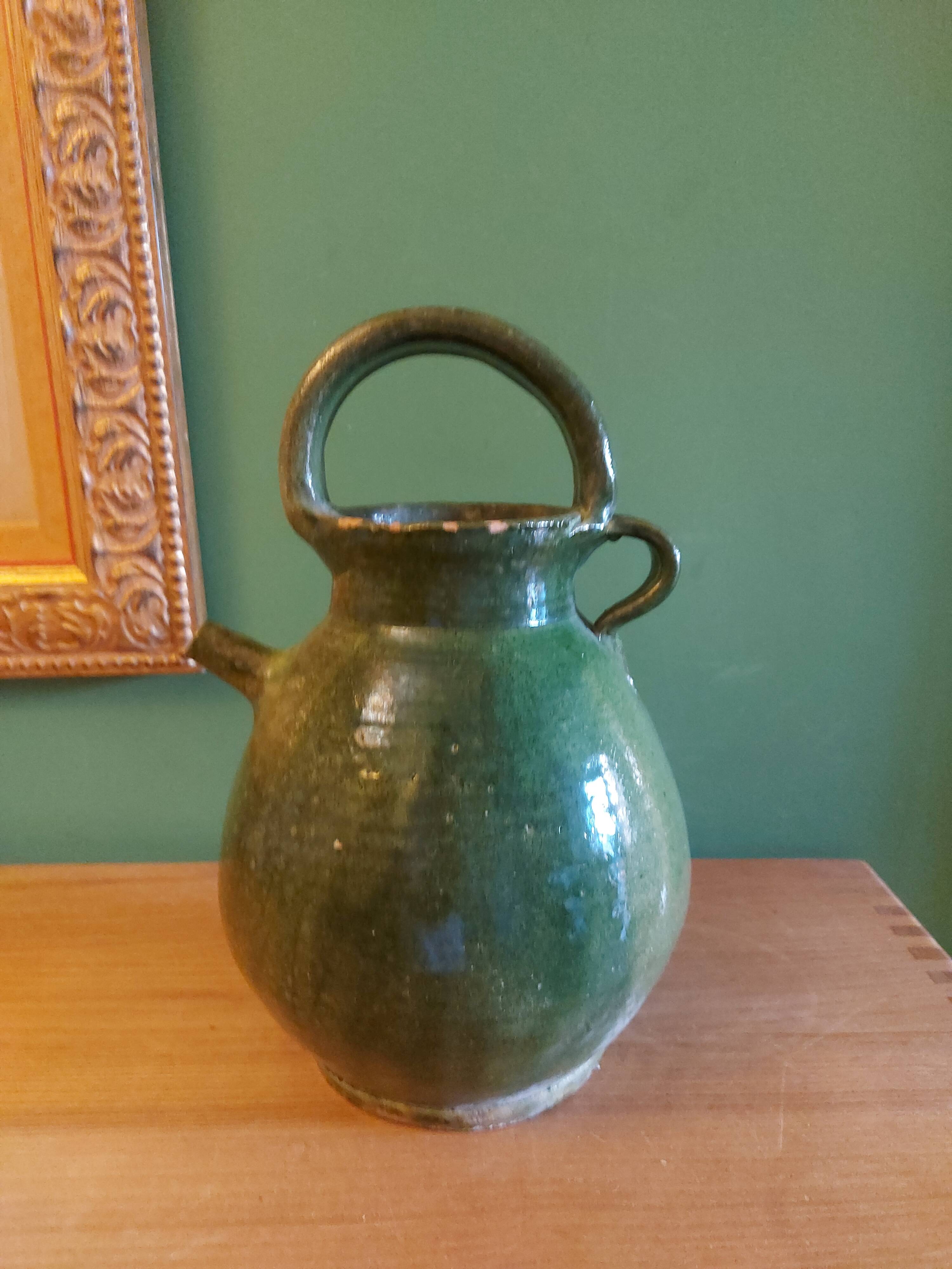Jug, glazed earthenware gargoulette, Provence