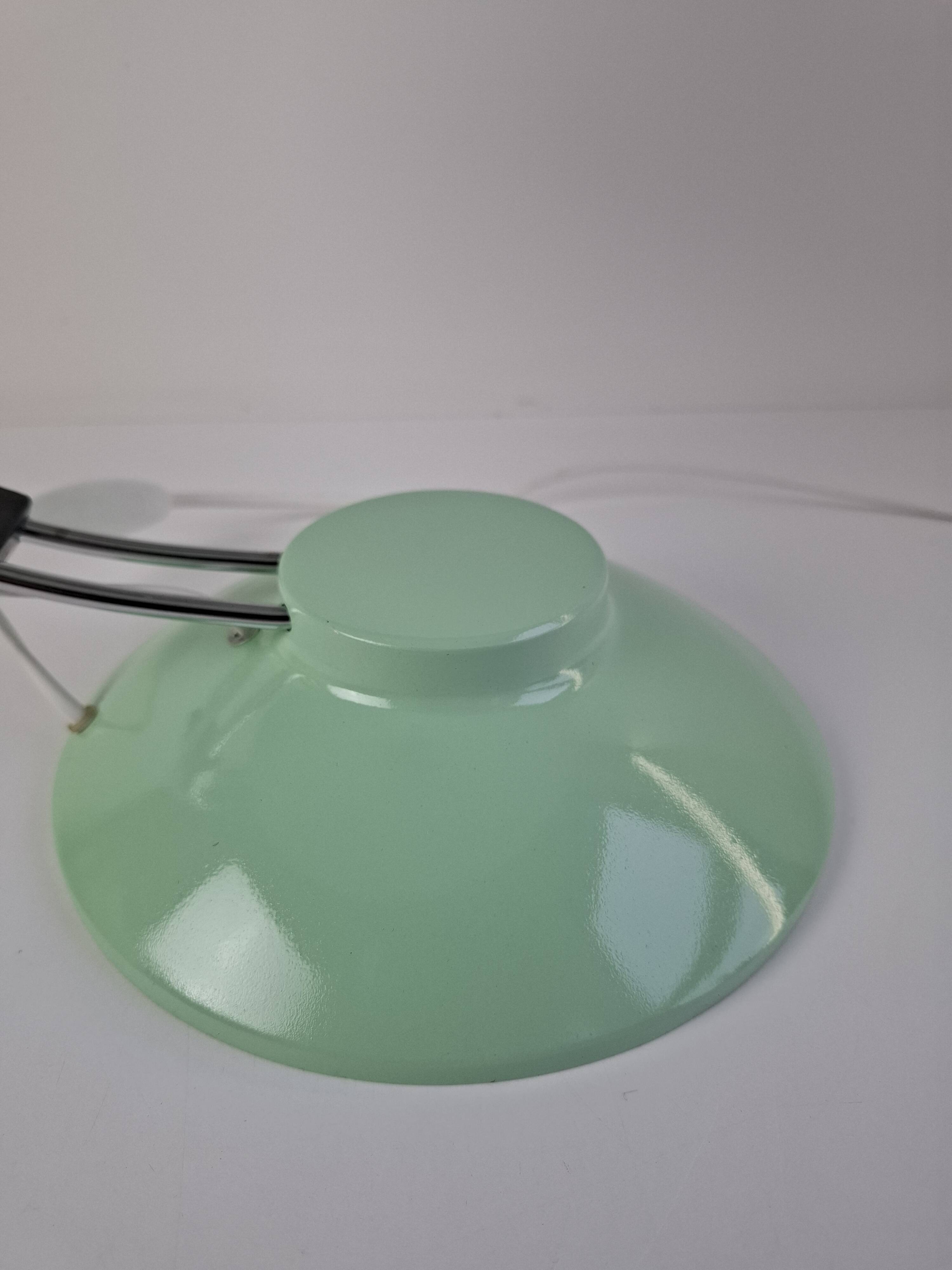 Mid-Century Mint Green Czech Desk Lamp with Chrome and Adjustable Shade