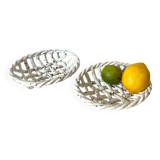 Set of 2 woven ceramic baskets
