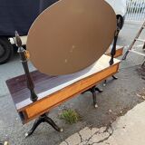 Coiffeuse triptyque vintage 1960s en acajou– signée G. Blouin Nantes