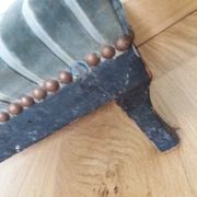 Wooden and velvet footrest