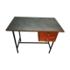 Bureau des années 50/60 en formica noir, acajou, doré