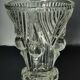 Vintage thick moulded glass/crystal vase Sculptural design Art Deco