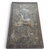 Vintage wooden side table / accent table with copper detail