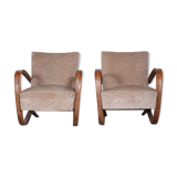 Pair of Beige H-269 Armchairs Designed by Jindrich Halabala for UP Zavody, 1930s