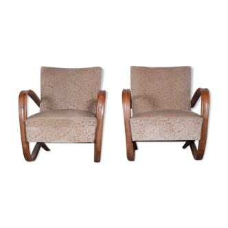 Paire de fauteuils beiges H-269 conçus par Jindrich Halabala pour UP Zavody, années 1930