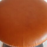 Tabouret pied tulipe à vis,  aluminium et cuir