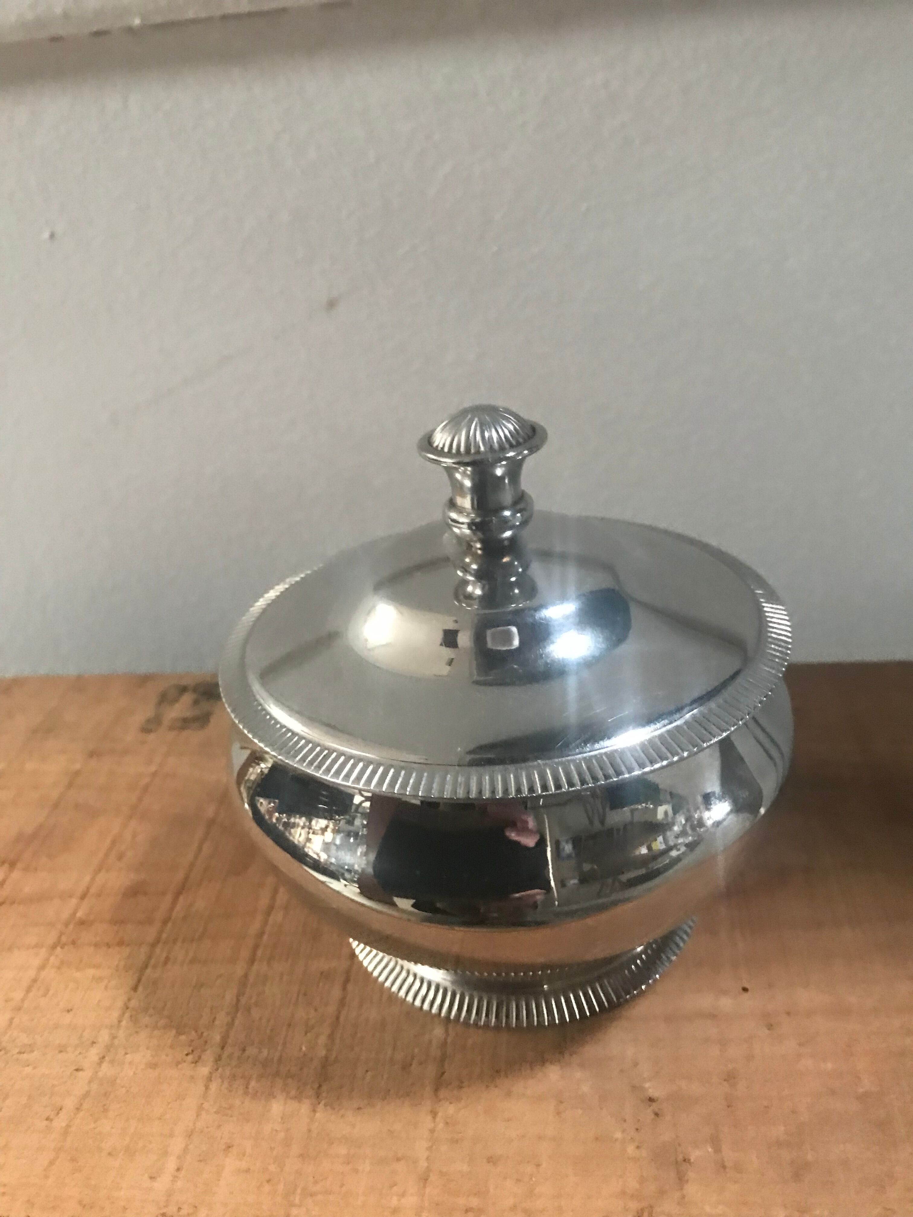 Stainless steel sugar bowl remy letang 80s