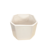 White vintage pot cover with stripes
