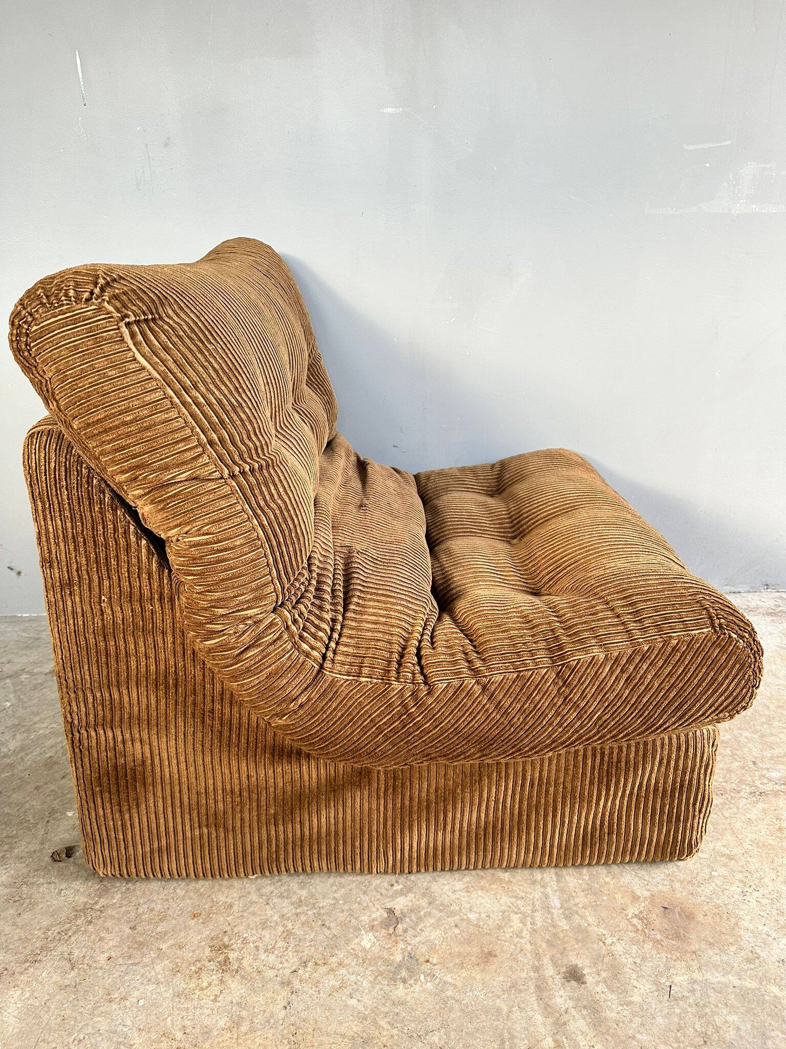 Vintage brown corduroy armchair from the 70s