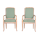 Paire de grands fauteuils chaises hautes vert tartan