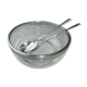 Salad bowl and silver-plated cutlery