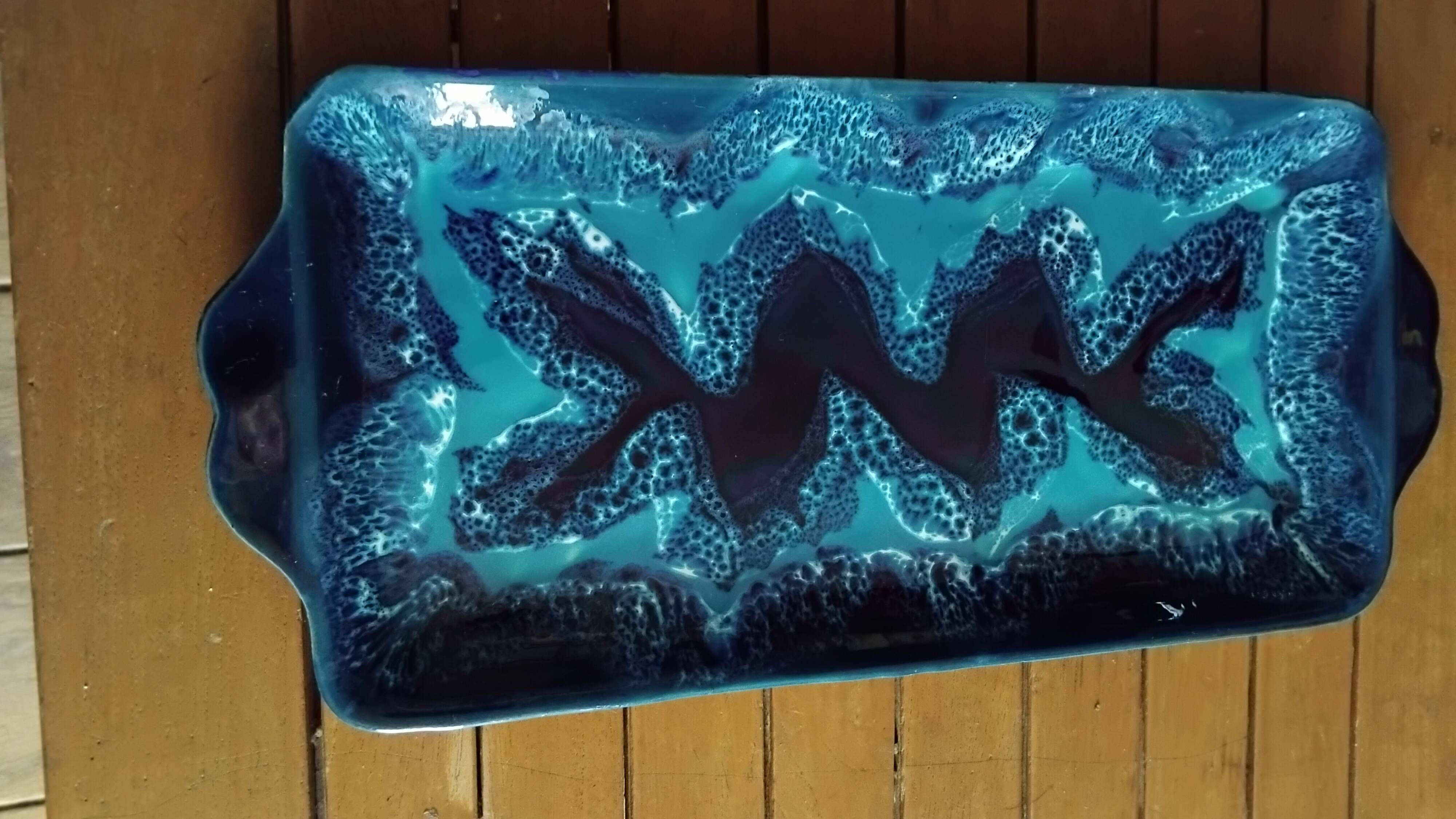 Blue rectangular plate Vallauris