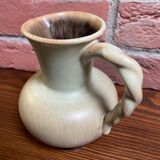 Carstens Tönnieshof Jug Model 422 with Twisted Handle, Tea Green and Brown West German Art Pottery