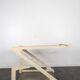 White lacquered Z-shaped rolling dessert trolley with smoked glass from the 1970s.