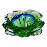 Sommerso green and blue pocket emptier by Flavio Poli for Seguso, Murano glass, Italy, 1970