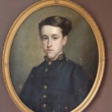 Painting: LETOURNELLE (19th century). Portrait of a schoolgirl. 1862.